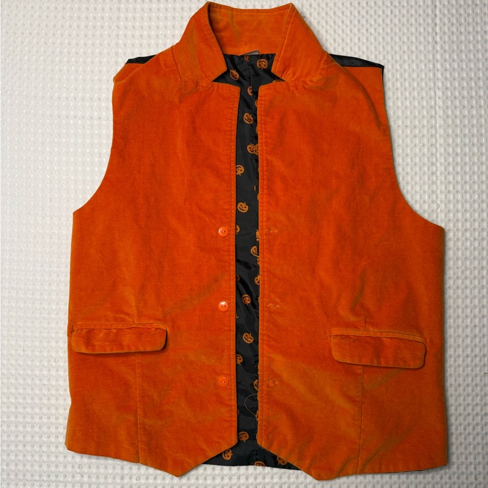Spirit Halloween Orange Velvet Vest SZ S/M